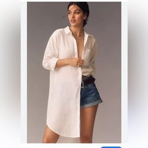 ANTHROPOLOGIE White Relaxed Buttondown Tunic size large